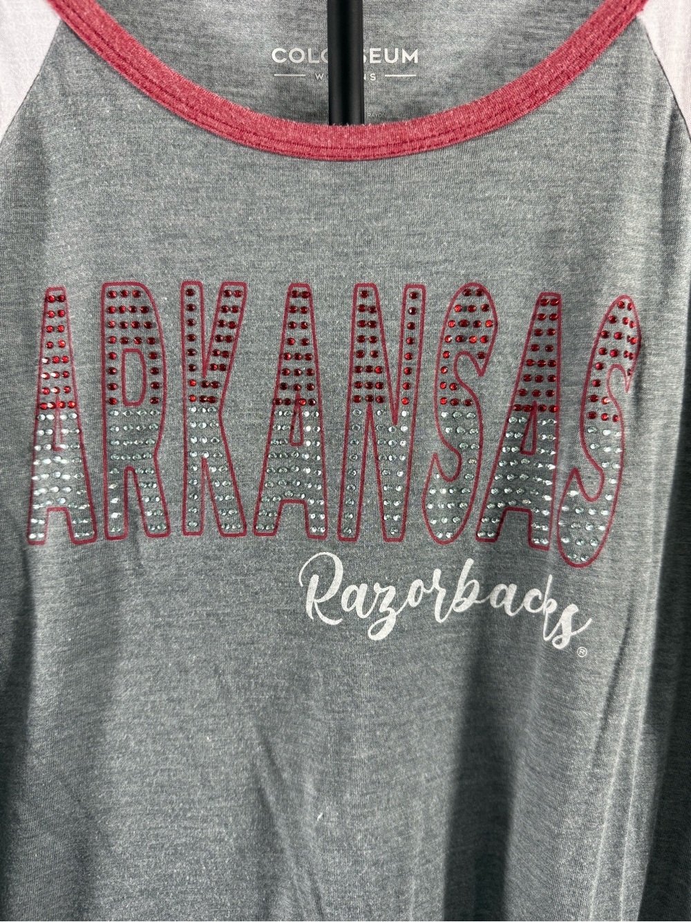 Colosseum Arkansas Razorbacks Rhinestone Raglan Tee XL